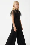 Mädchen Overall Blair Schwarz festlich, eleganter Jumpsuit für Schulball, festliche Kinderkleidung Teen, Mädchen-Overall Firmung, Festmode schwarz zoyafashion