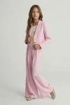 Mädchen Set Emi rosa Detail Oberteil, festlicher Anzug Mädchen 9-14, edle Festmode rosa, elegantes Set Teen