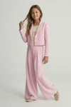 Mädchen Set Emi rosa Rückansicht, Festanzug Mädchen Teen, eleganter Schnitt rosa, Festkollektion Mädchen