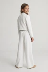 Mädchen Set Emi weiß Hose Detail, Mädchen-Kommunionsanzug Premium, eleganter Schnitt weiß, Erstkommunion Mode