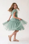 blumenmädchenkleid mintgrün, tüllkleid hochzeit, festkleid mädchen