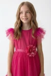 blumenmädchenkleid dunkelrosa, tüllkleid hochzeit, festkleid mädchen
