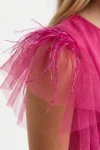tüllkleid gabi rosa, satinband gürtel blüte, festkleid tüll mädchen