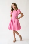 rosa mädchenkleid, festkleid mit tulpenärmeln, kinderkleid geburtstag