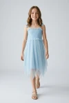 hellblaues festkleid suzi, asymmetrischer zipfelsaum, elegantes kinderkleid