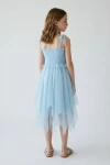 ausgestelltes midi kleid mädchen, tüllkleid hellblau, festliches kinderkleid