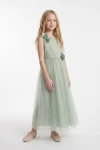 blumenmädchenkleid salbeigrün, langes kleid hochzeit
