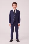 Anzug Liam in Marineblau – Sakko, Weste, Hose und Krawatte – Vorderansicht
