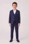 Anzug Liam in Marineblau – Sakko, Weste und Hose – Vorderansicht, gerade Haltung