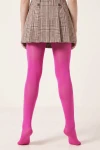 Strumpfhose in Fuchsia – Rückansicht am Model, Fersenbereich