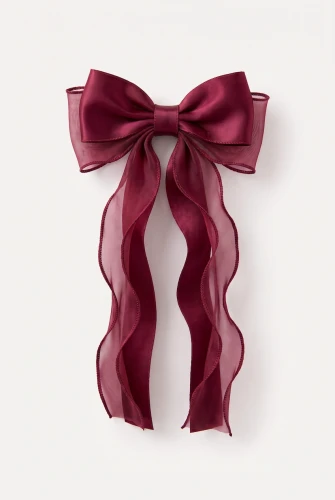 Haarspange mit langer Schleife für Mädchen in Bordeaux – Satin und Organza