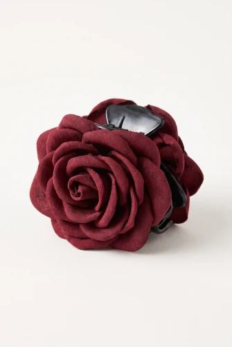 Haarklammer mit Stoffrose in Bordeaux für Mädchen – Rose mit 7 cm Durchmesser