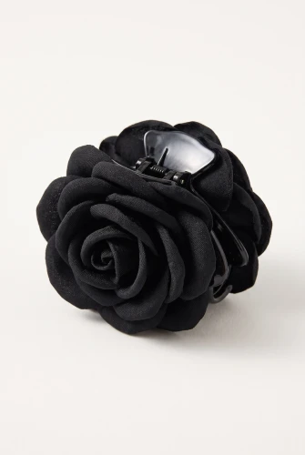 Haarklammer mit Stoffrose in Schwarz für Mädchen – Rose mit 7 cm Durchmesser